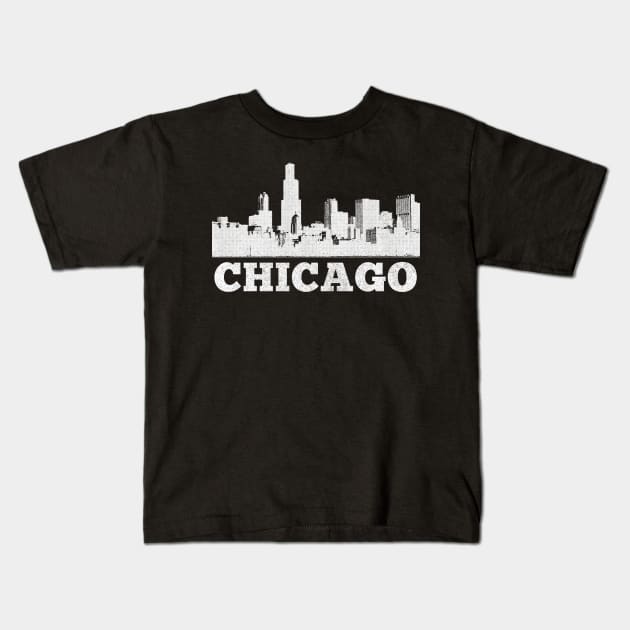 Chicago / Retro Style Faded Design Kids T-Shirt by DankFutura